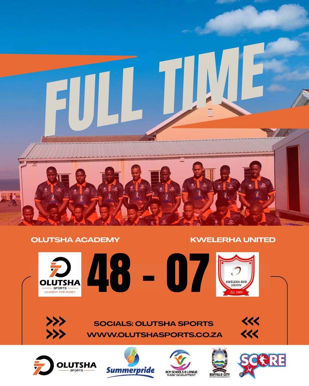 Olutsha Academy Under-19 full-time graphic: Olutsha Academy 48 – Kwelerha United 07
