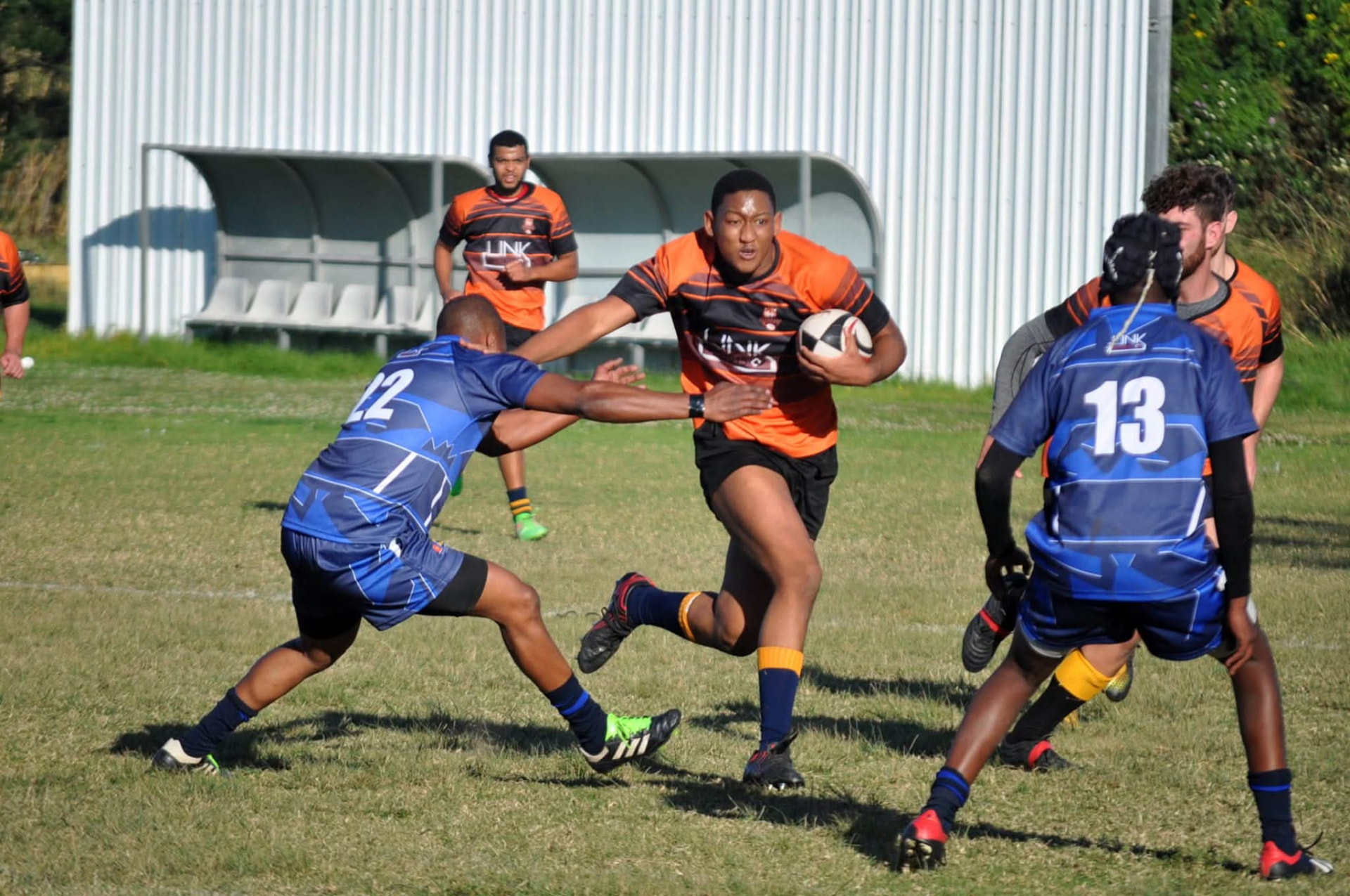 Yanga Nogaya, 2022 Olutsha Wolves captain, breaking through a tackle